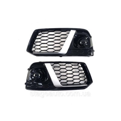 Решітки переднього бампера в стилі RS на Audi Q5 FY 2016-2020 рік Чорні із сірою вставкою