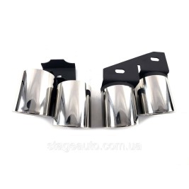 Насадки на выхлопные трубы в стиле S-Line на Audi A4 S4 B8 2013-2015 г Chrome