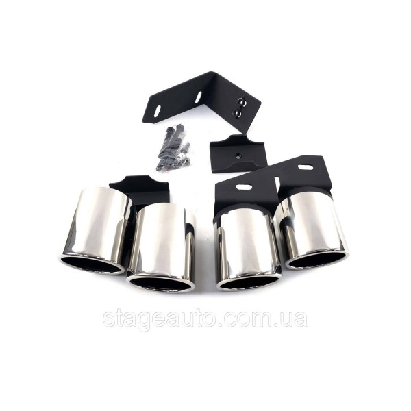 Насадки на выхлопные трубы в стиле S-Line на Audi A4 S4 B8 2013-2015 г Chrome