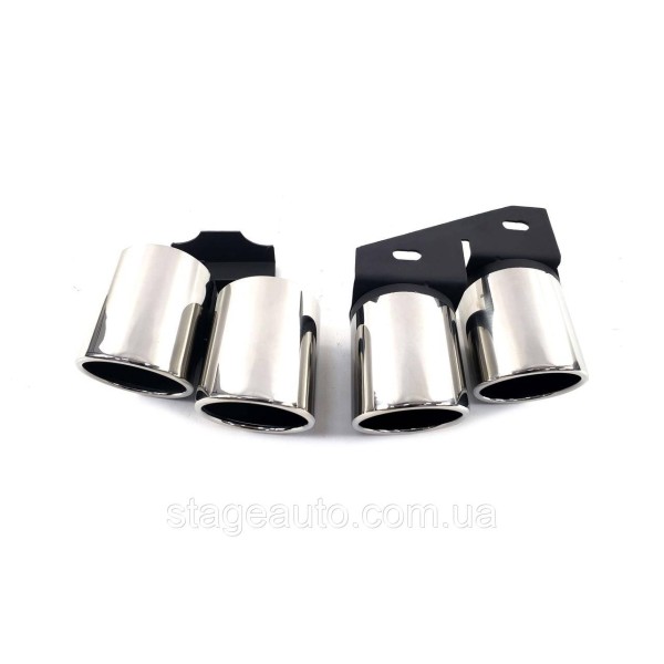 Насадки на выхлопные трубы в стиле S-Line на Audi A4 S4 B8 2013-2015 г Chrome