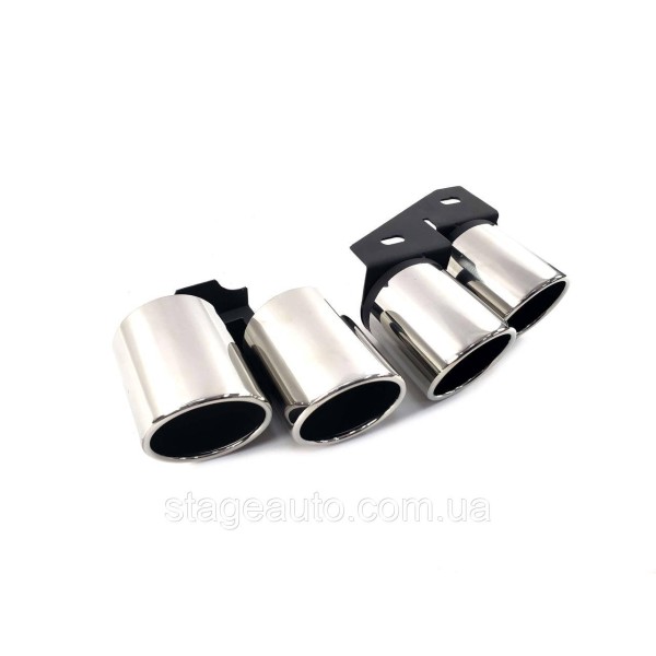 Насадки на выхлопные трубы в стиле S-Line на Audi A4 S4 B8 2013-2015 г Chrome