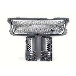 Решетка радиатора з жабрами на Range Rover Vogue L322 2009-2013 год Серая с хромом