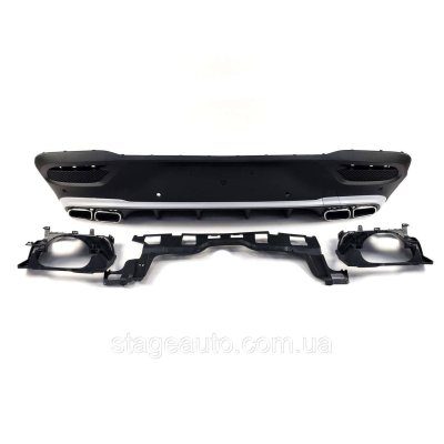 Дифузор заднього бампера на Mercedes GLE-Class Coupe C167 2019-2022 стиль GLE63 AMG (Чорний із сірим)