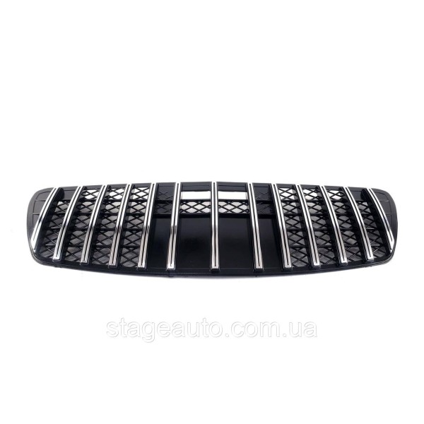 Решетка радиатора на Mercedes E-class W211 2002-2007 год GT Panamericana ( Черная с вертикальными хром полоска