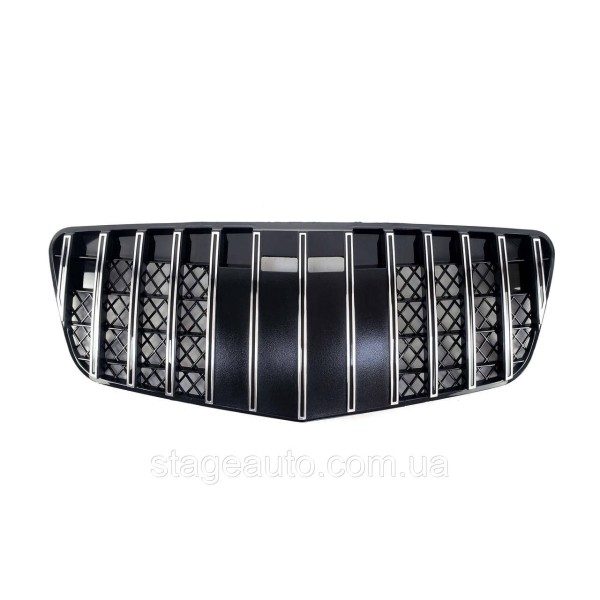 Решетка радиатора на Mercedes E-class W211 2007-2009 год GT Panamericana ( Черная с вертикальными хром полоска