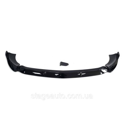 Накладка на передній бампер спідниця на Mercedes E-Class W213 2020-2022 рік (Чорна глянсова)