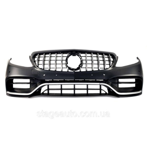 Передний бампер на Mercedes C-Class W205 2014-2018 года ( стиль C63 AMG 2018+ )