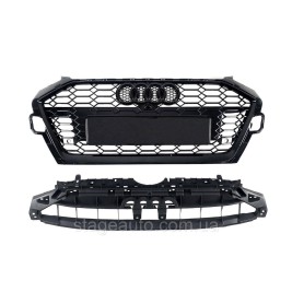 Решетка радиатора на Audi A4 B9 2019-2023 года ( стиль RS4 Full black )