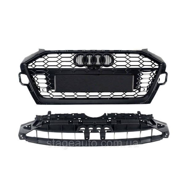Решетка радиатора на Audi A4 B9 2019-2023 года ( стиль RS4 Full black )