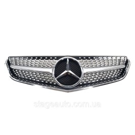 Решетка радиатора на Mercedes E-class Coupe C207 2009-2013 год Diamond ( Серая с хром вставкой )
