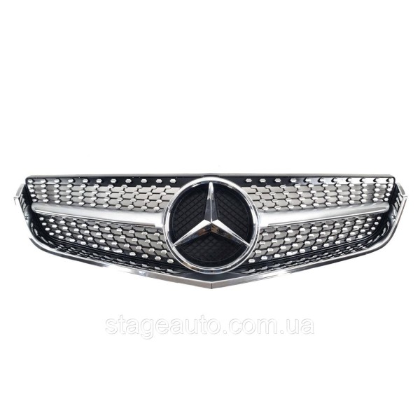 Решетка радиатора на Mercedes E-class Coupe C207 2009-2013 год Diamond ( Серая с хром вставкой )