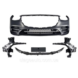 Передний бампер на Mercedes S-Class W223 2020-2023 года ( стиль AMG line без решетки радиатора )