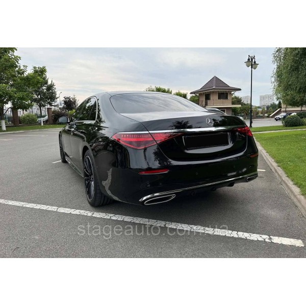 Задний бампер на Mercedes S-Class W223 2020-2023 года ( стиль AMG line без насадок на выхлоп )