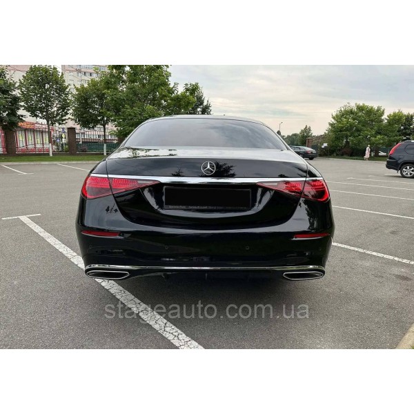 Задний бампер на Mercedes S-Class W223 2020-2023 года ( стиль AMG line без насадок на выхлоп )