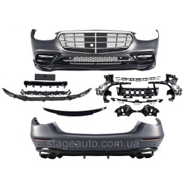 Комплект обвеса на Mercedes S-Class W223 2020-2023 года ( стиль AMG line + Body Kit Brabus без порогов )