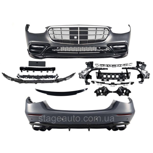 Комплект обвеса на Mercedes S-Class W223 2020-2023 года ( стиль AMG line + Body Kit Brabus без порогов )
