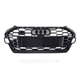 Решетка радиатора на Audi A4 B9 2019-2023 года ( стиль S4 Full black gloss )