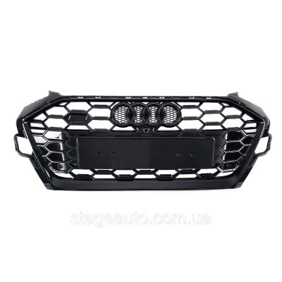 Решітка радіатора на Audi A4 B9 2019-2023 року ( стиль S4 Full black gloss)