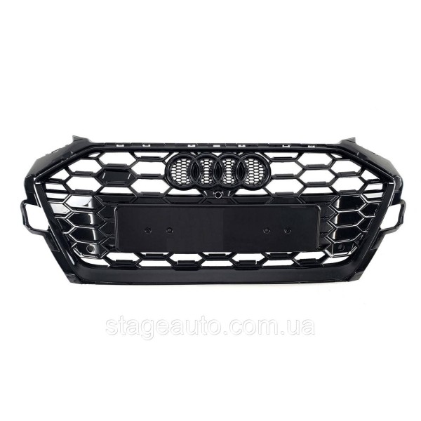 Решетка радиатора на Audi A4 B9 2019-2023 года ( стиль S4 Full black gloss )