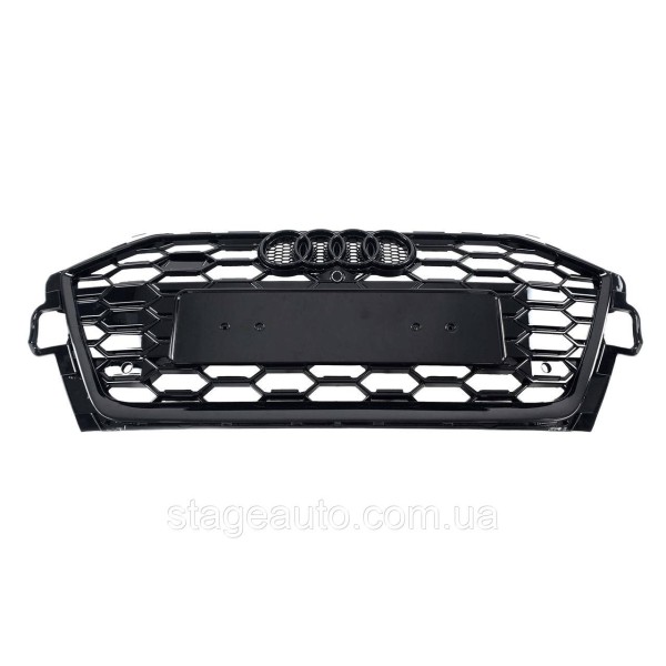 Решетка радиатора на Audi A4 B9 2019-2023 года ( стиль S4 Full black gloss )