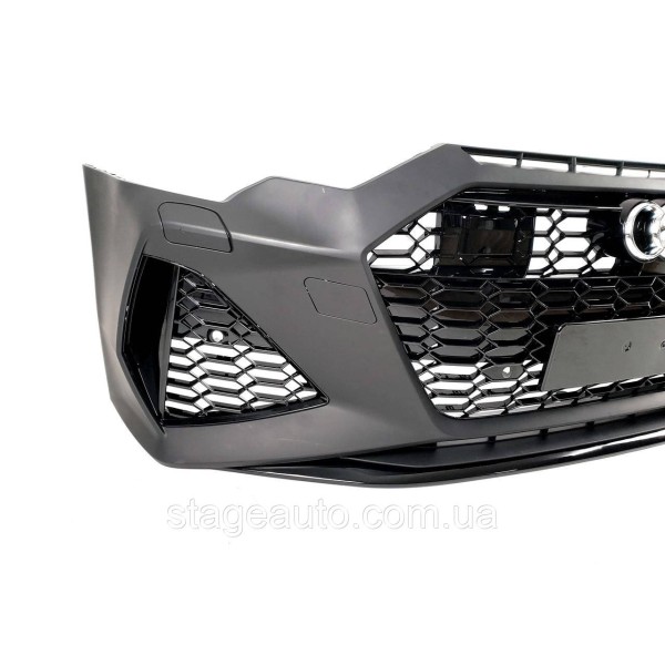 Передний бампер на Audi A6 C8 2018-2022 год Под дистронник ( в стиле RS6 Avant )