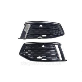 Решетки переднего бампера на Audi A6 C8 2018-2022 года ( Chrome Black )