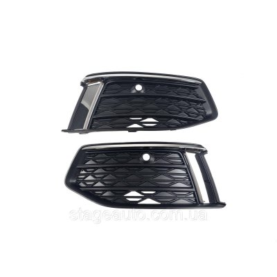 Решітки переднього бампера на Audi A6 C8 2018-2022 року ( Chrome Black)