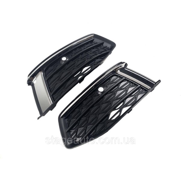 Решетки переднего бампера на Audi A6 C8 2018-2022 года ( Chrome Black )