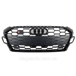 Решетка радиатора на Audi A5 B9 2021-2023 года ( стиль S5 Full black matte + gloss )