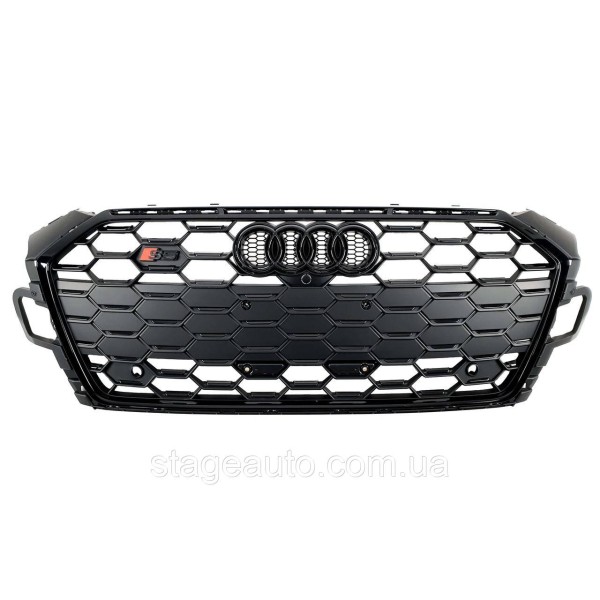 Решетка радиатора на Audi A5 B9 2021-2023 года ( стиль S5 Full black matte + gloss )