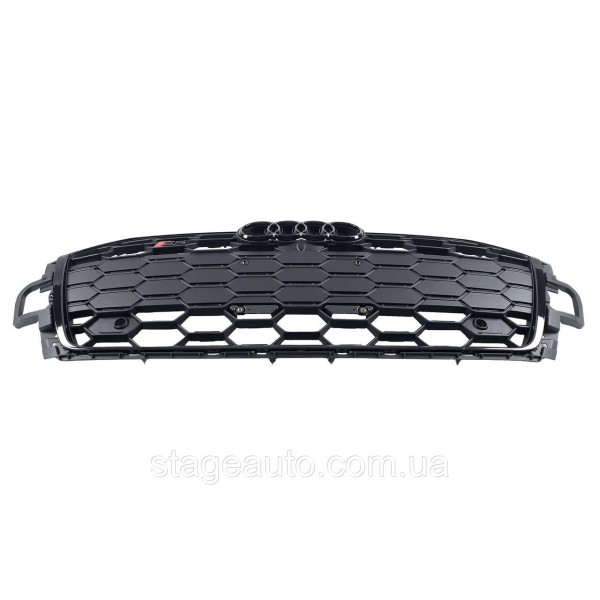 Решетка радиатора на Audi A5 B9 2021-2023 года ( стиль S5 Full black matte + gloss )