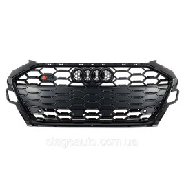 Решетка радиатора на Audi A4 B9 2019-2023 года ( стиль S4 Full black gloss + matte )
