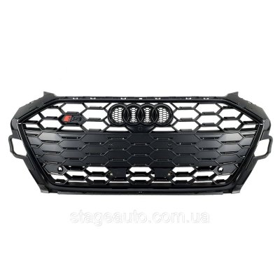 Решітка радіатора на Audi A4 B9 2019-2023 року ( стиль S4 Full black gloss + matte)