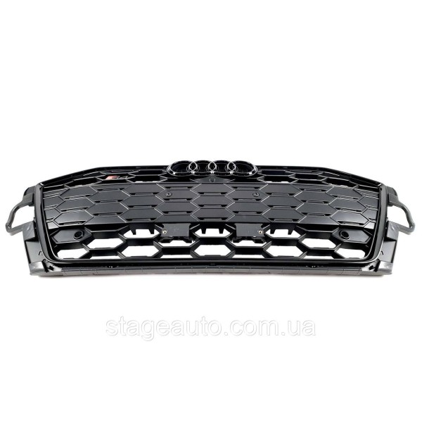 Решетка радиатора на Audi A4 B9 2019-2023 года ( стиль S4 Full black gloss + matte )