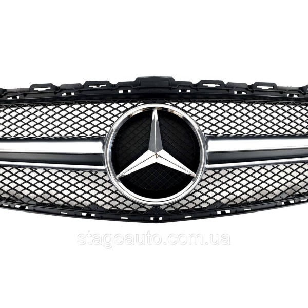 Решетка радиатора на Mercedes C-Class W205 2014-2018 год AMG стиль Silver ( без места под камеру )