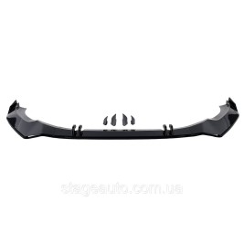 Диффузор переднего бампера ( губа ) на Audi A5 B9 2021-2023 года ( Черный глянец обычный бампер )