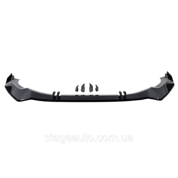 Диффузор переднего бампера ( губа ) на Audi A5 B9 2021-2023 года ( Черный глянец обычный бампер )