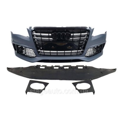 Передний бампер на Audi A8 D4 2010-2014 года ( стиль W12 FB )