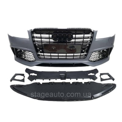 Передний бампер на Audi A8 D4 2014-2017 года ( стиль W12 FB )