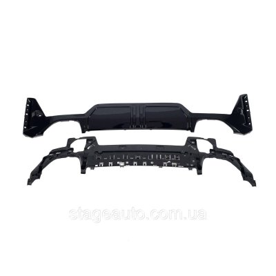 Дифузор заднього бампера на BMW 3 Series G20 2022-2023 року (Чорний глянець M340i)