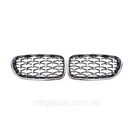 Nostrils for BMW 5 Series F10 2010-2017 Diamond Silver ( chrome frame )