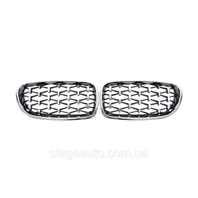 Nostrils for BMW 5 Series F10 2010-2017 Diamond Silver ( chrome frame )
