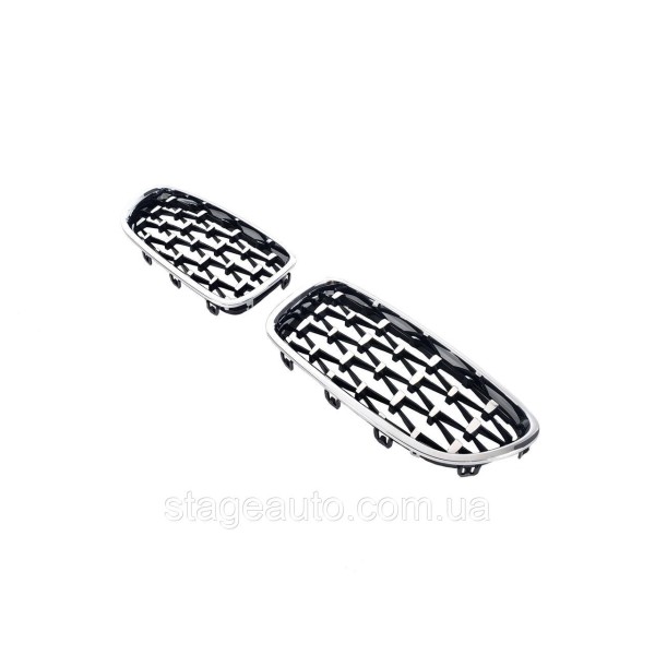 Nostrils for BMW 5 Series F10 2010-2017 Diamond Silver ( chrome frame )