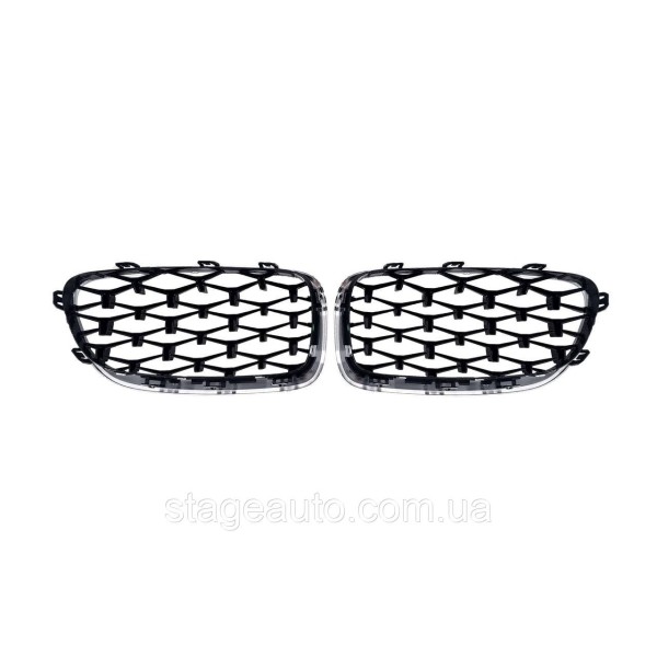 Nostrils for BMW 5 Series F10 2010-2017 Diamond Silver ( chrome frame )