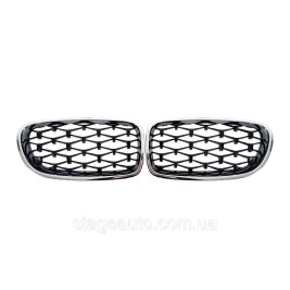 Nostrils for BMW 5 Series F10 2010-2017 Diamond Black ( chrome frame )