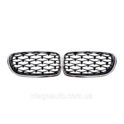 Nostrils for BMW 5 Series F10 2010-2017 Diamond Black ( chrome frame )