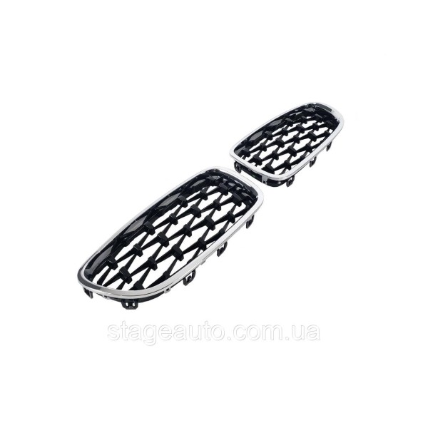 Nostrils for BMW 5 Series F10 2010-2017 Diamond Black ( chrome frame )
