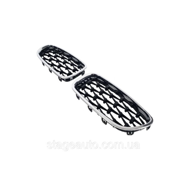 Nostrils for BMW 5 Series F10 2010-2017 Diamond Black ( chrome frame )