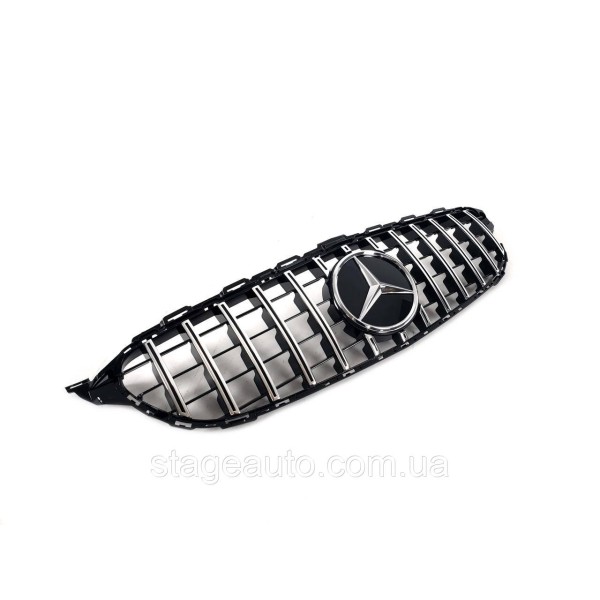 Решетка радиатора на Mercedes C-Class W205 2018-2020 год GT Chrome Black ( без места под камеру )