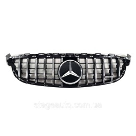 Решетка радиатора на Mercedes C-Class C63 W205 2018-2020 год GT Chrome Black